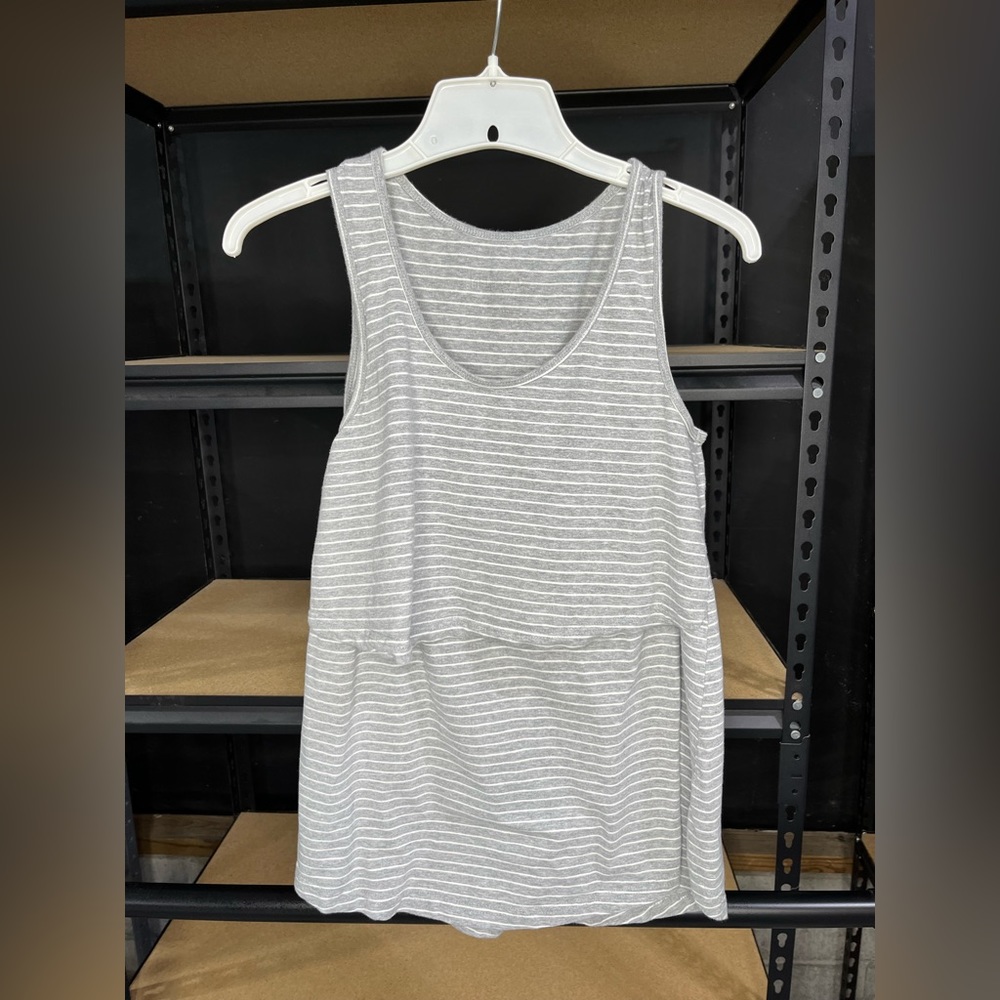 Latched Mama grey and white stripe nursing tank top